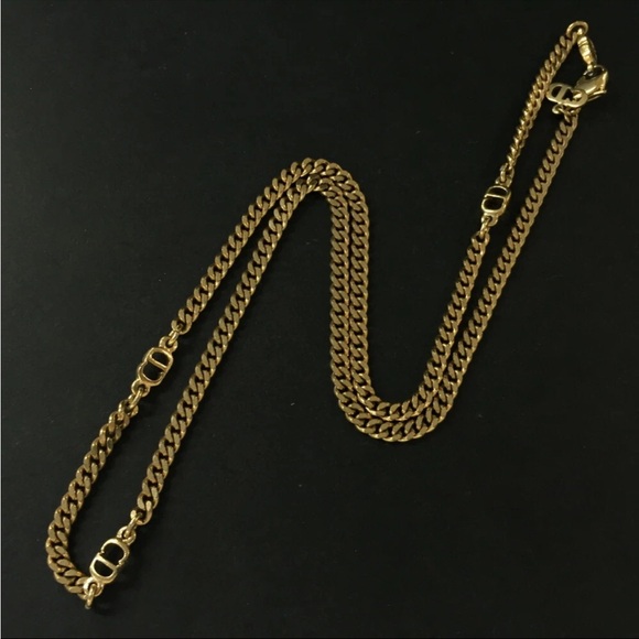 AUTH Christian Dior CD Gold Plated Necklace - Picture 1 of 7